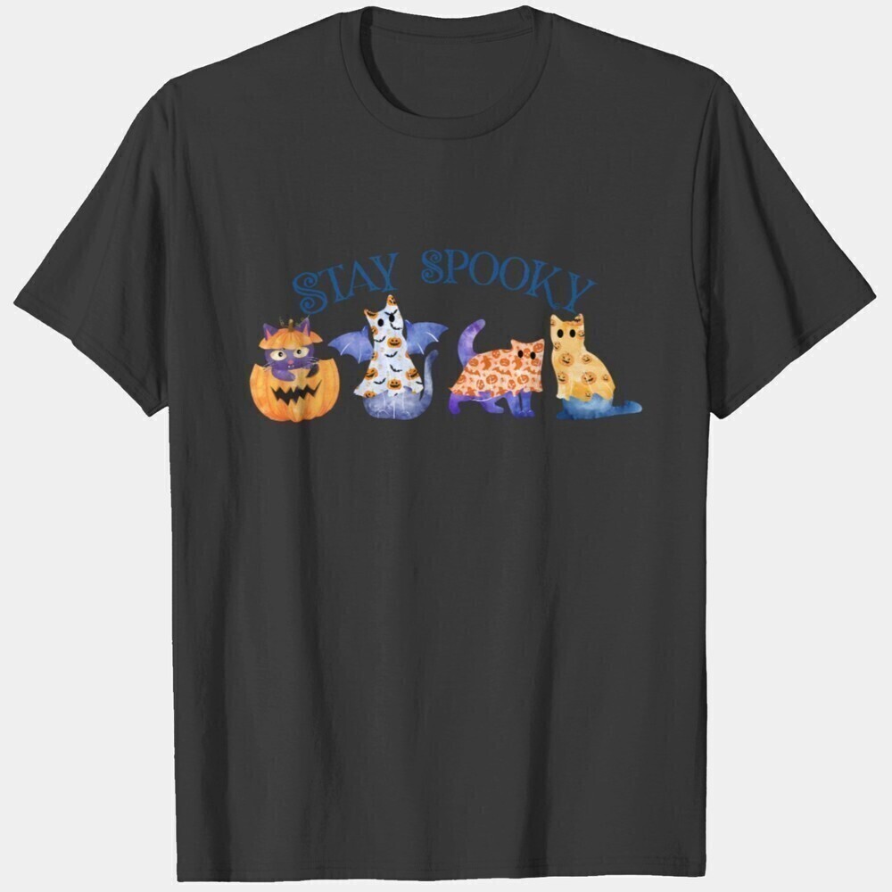 Stay Spooky Halloween Cats Cute Seasonal Gift Unisex T-Shirt